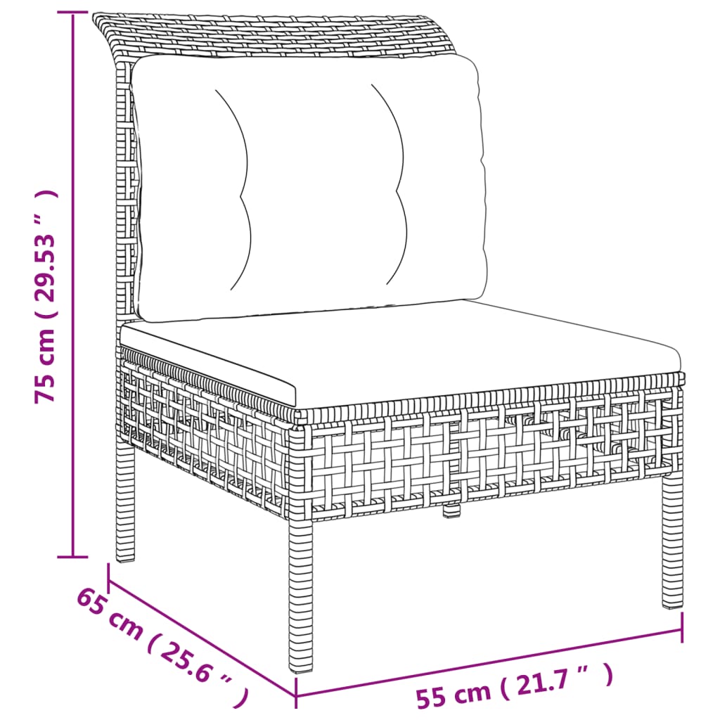 vidaXL Set Divani da Giardino 5 pz con Cuscini in Polyrattan Grigio