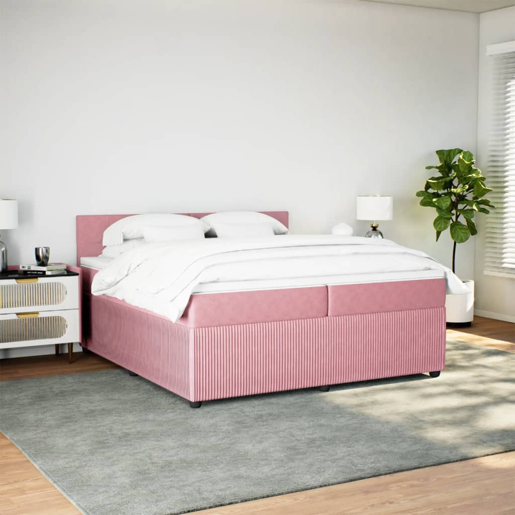 vidaXL Giroletto a Molle con Materasso Rosa 200x200 cm in Velluto