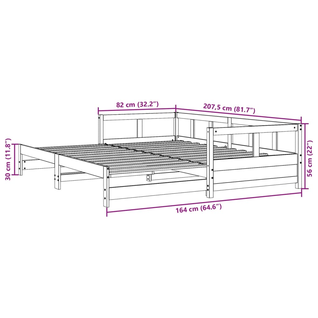 vidaXL Dormeuse senza Materasso Marrone Cera 80x200 cm Legno di Pino