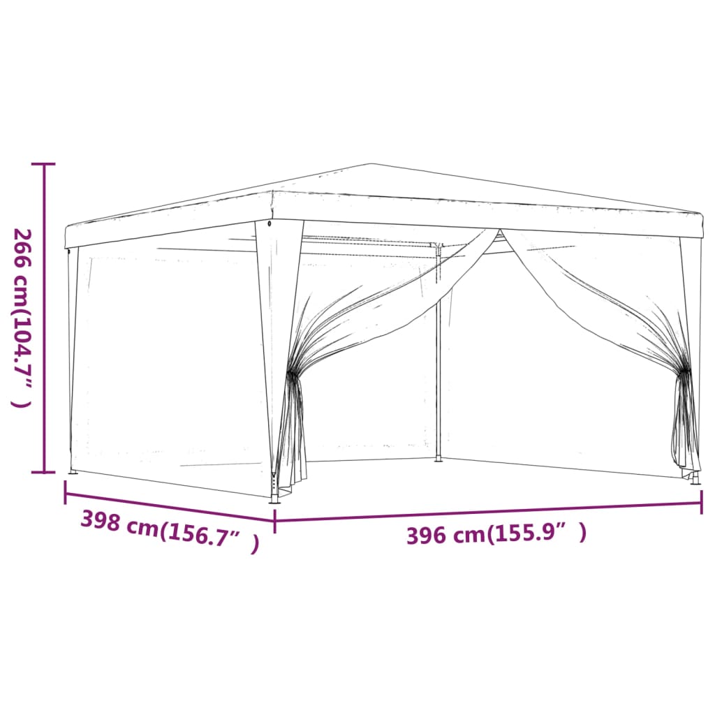 vidaXL Tenda per Feste con Pareti Laterali in Rete Rossa 4x4 m HDPE