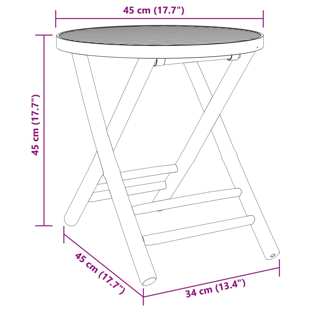 vidaXL Set da Bistrò 3 pz in Bambù