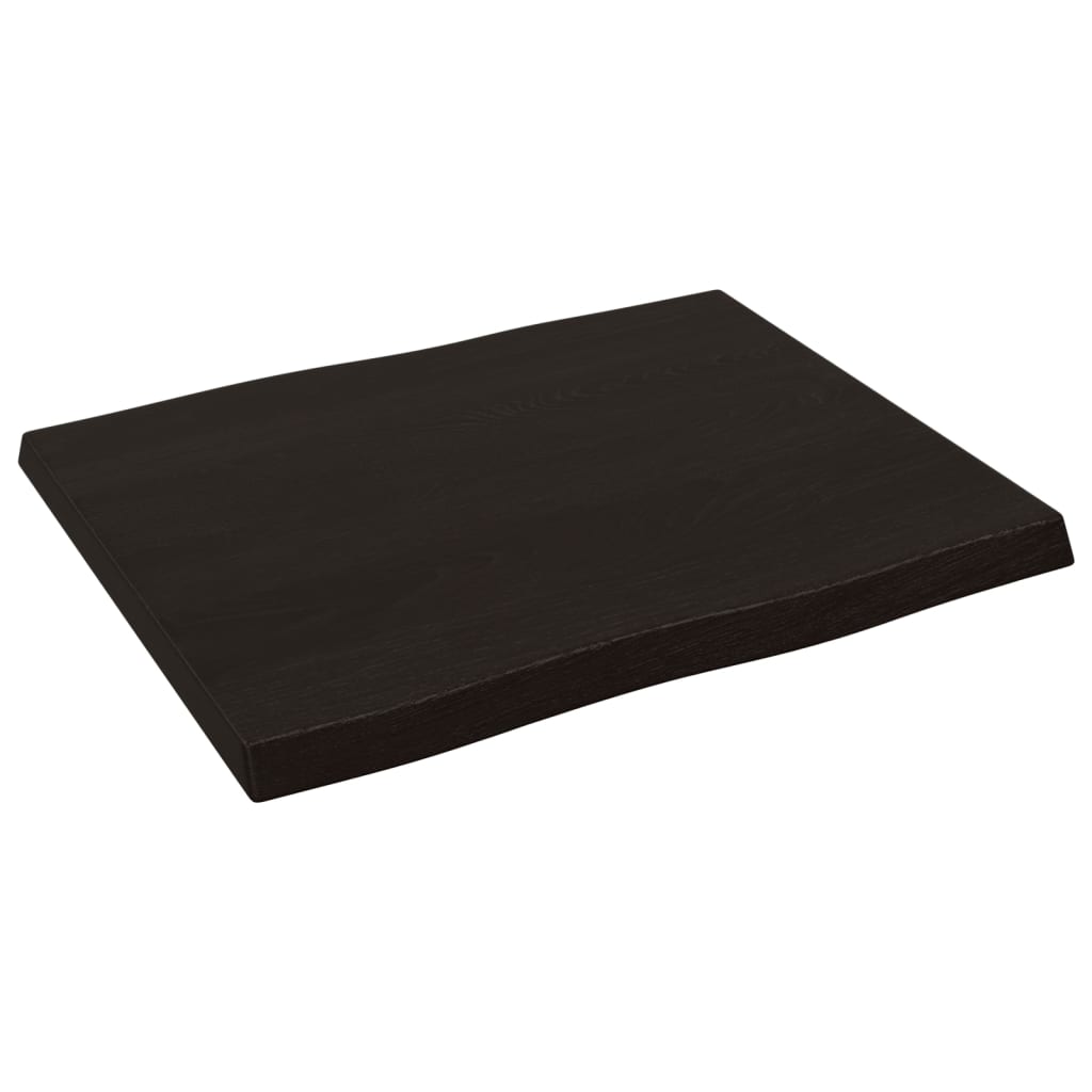 vidaXL Piano Tavolo Marrone Scuro 60x50x(2-4)cm in Rovere Non Trattato