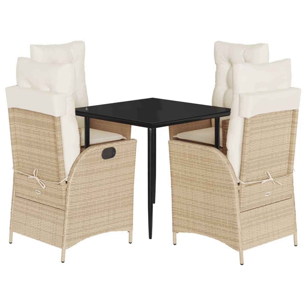 vidaXL Set da Pranzo da Giardino 5 pz con Cuscini Beige in Polyrattan