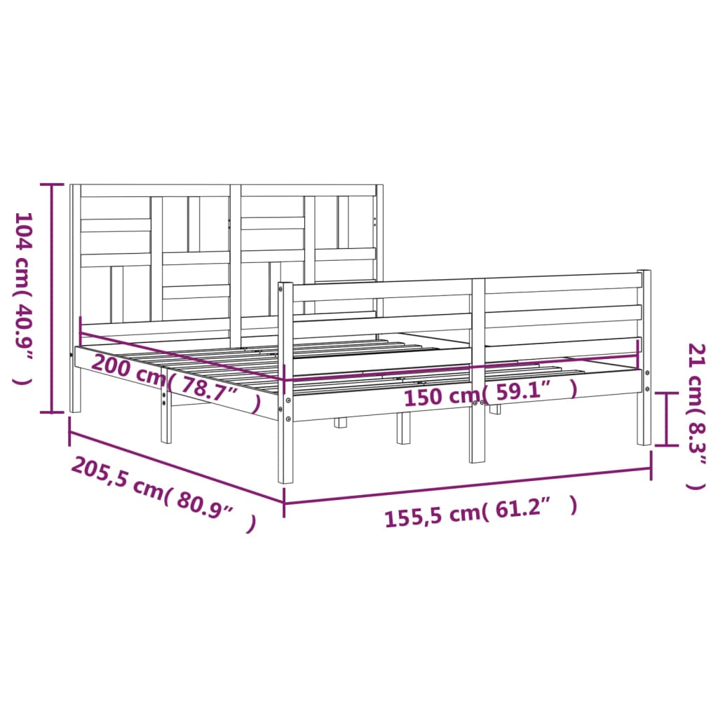 vidaXL Giroletto con Testiera Bianco King Size in Legno Massello