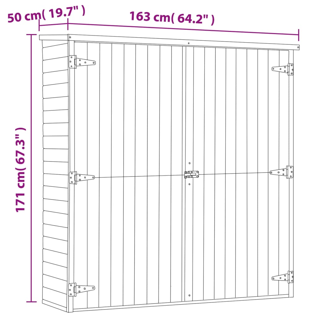 vidaXL Rimessa Attrezzi da Giardino 163x50x171 cm in Pino Impregnato