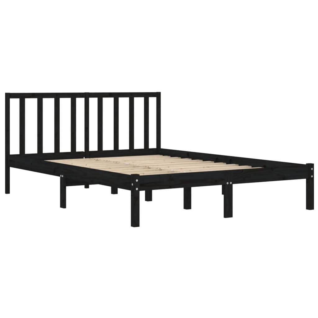 vidaXL Giroletto Nero in Legno Massello 135x190 cm Double