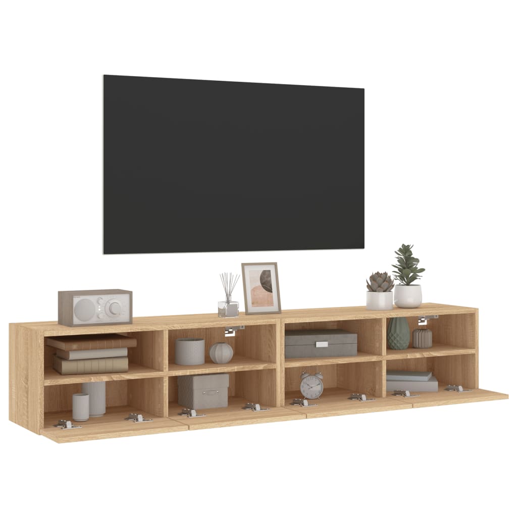 vidaXL Mobili TV Parete 2pz Rovere Sonoma 80x30x30cm Legno Multistrato