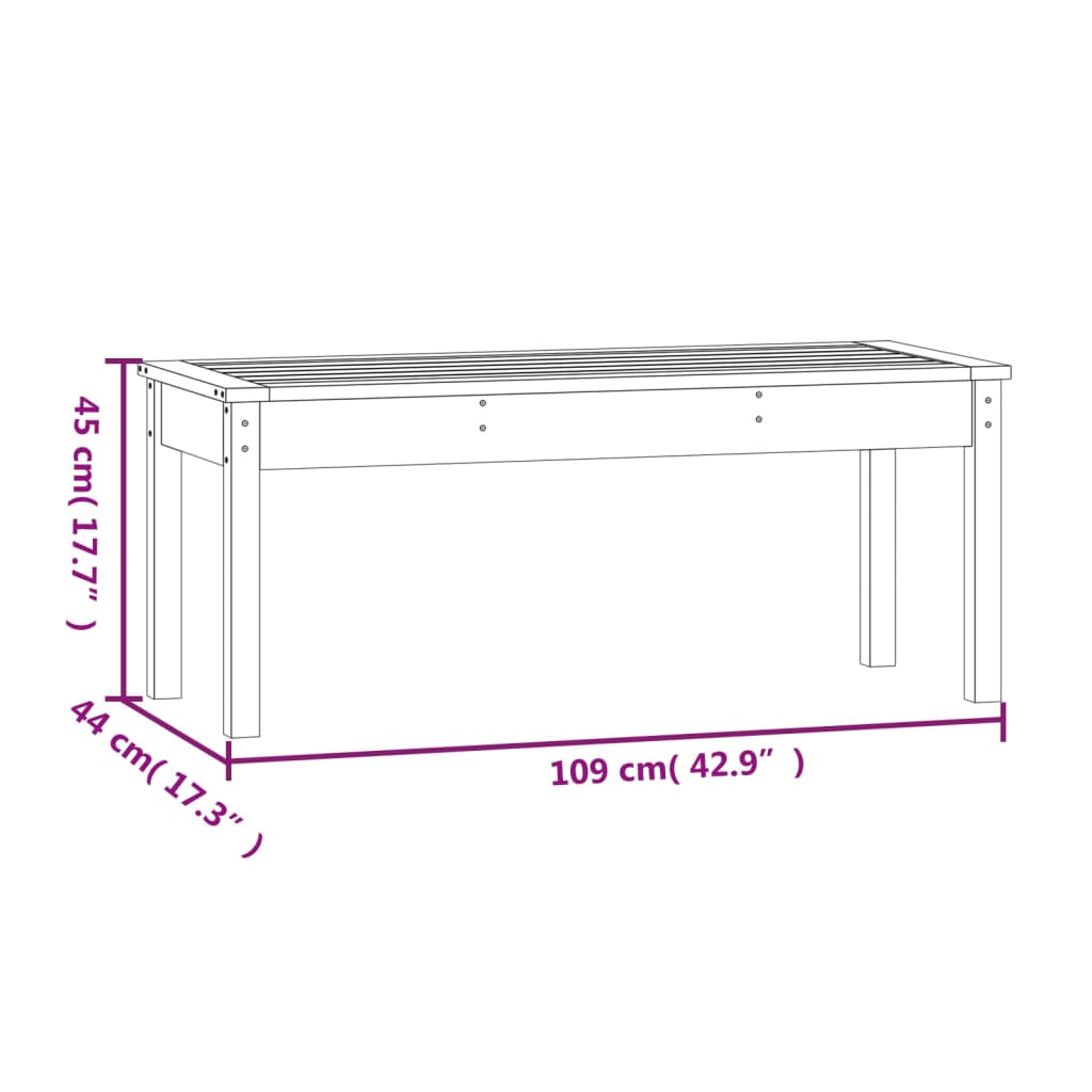 vidaXL Panca da Giardino Nera 109x44x45 cm Legno Massello di Pino