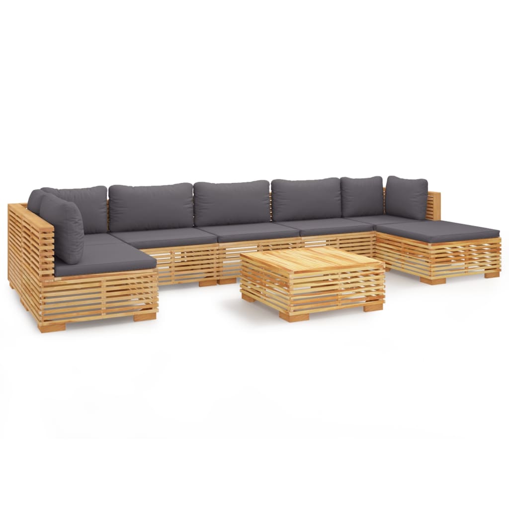 vidaXL Set Divani da Giardino 8 pz con Cuscini Legno Massello di Teak