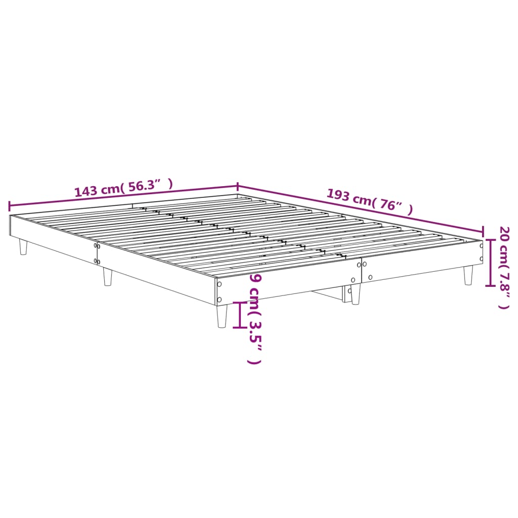 vidaXL Giroletto senza Materasso Rovere Sonoma 140x190cm in Truciolato