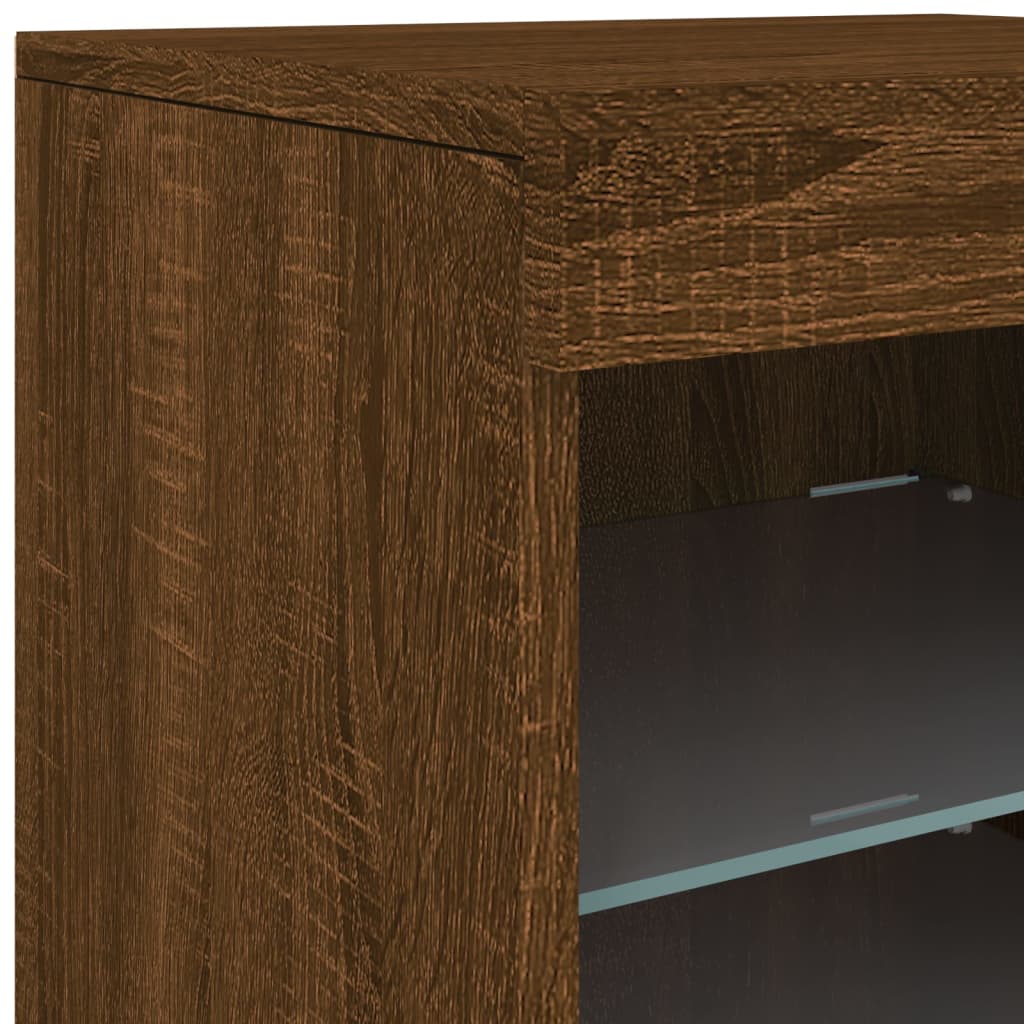 vidaXL Credenza con Luci LED Rovere Marrone 41x37x67 cm