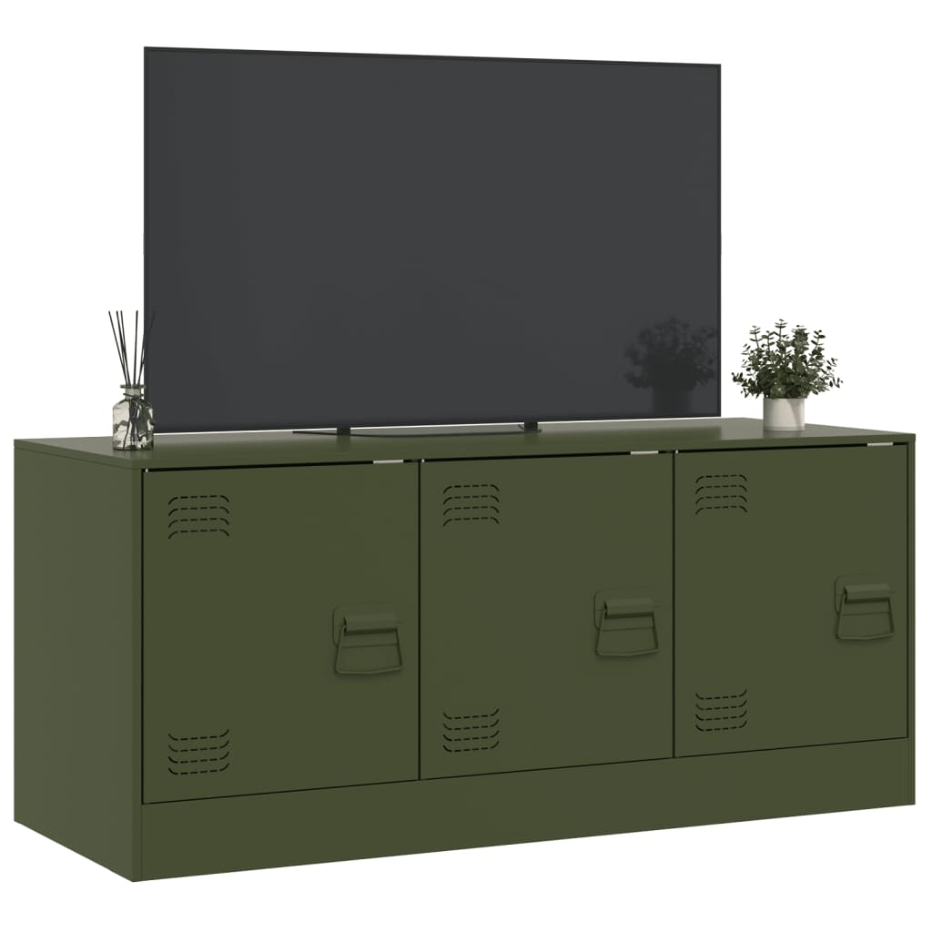 vidaXL Mobile TV Verde Oliva 99x39x44 cm in Acciaio