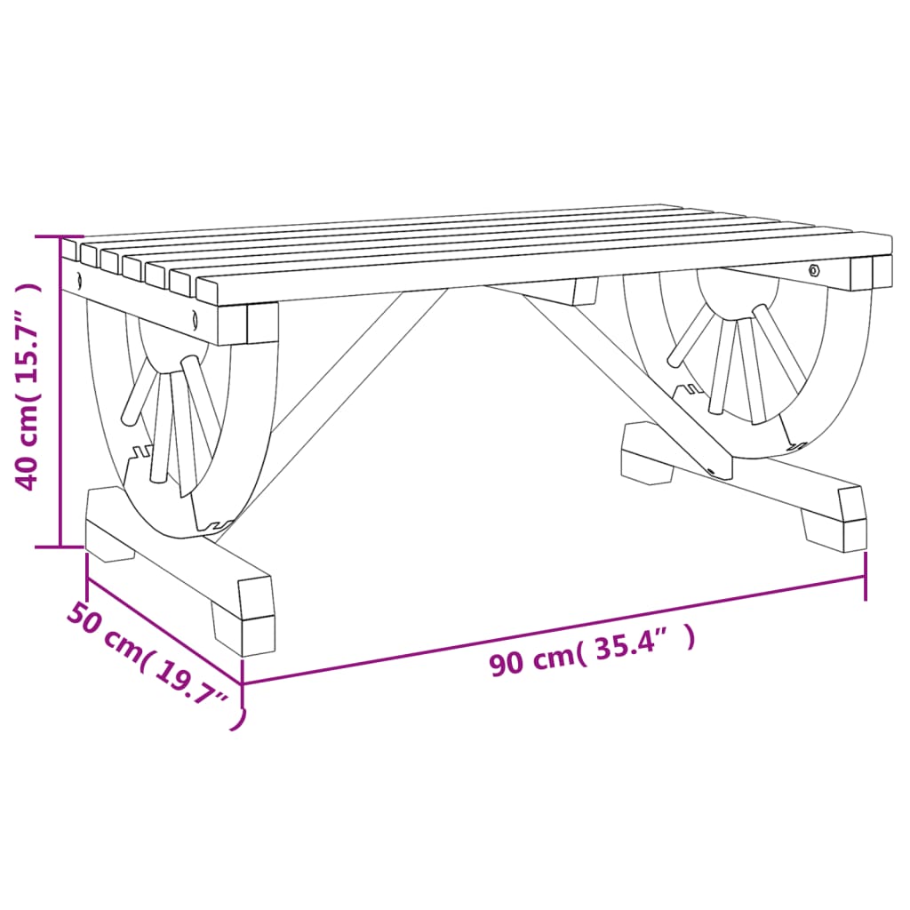 vidaXL Tavolino da Giardino 90x50x40 cm in Legno Massello di Abete