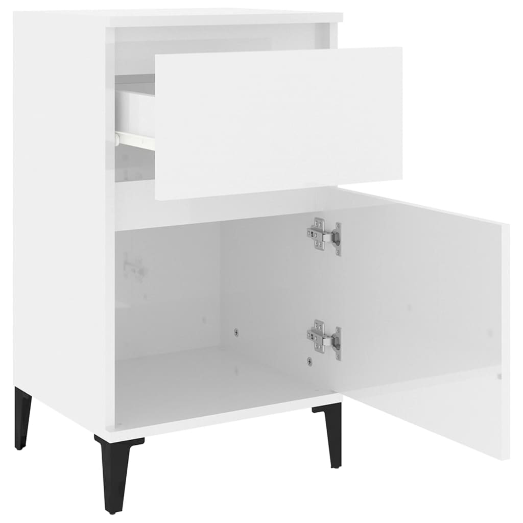 vidaXL Comodini 2 pz Bianco Lucido 40x35x70 cm