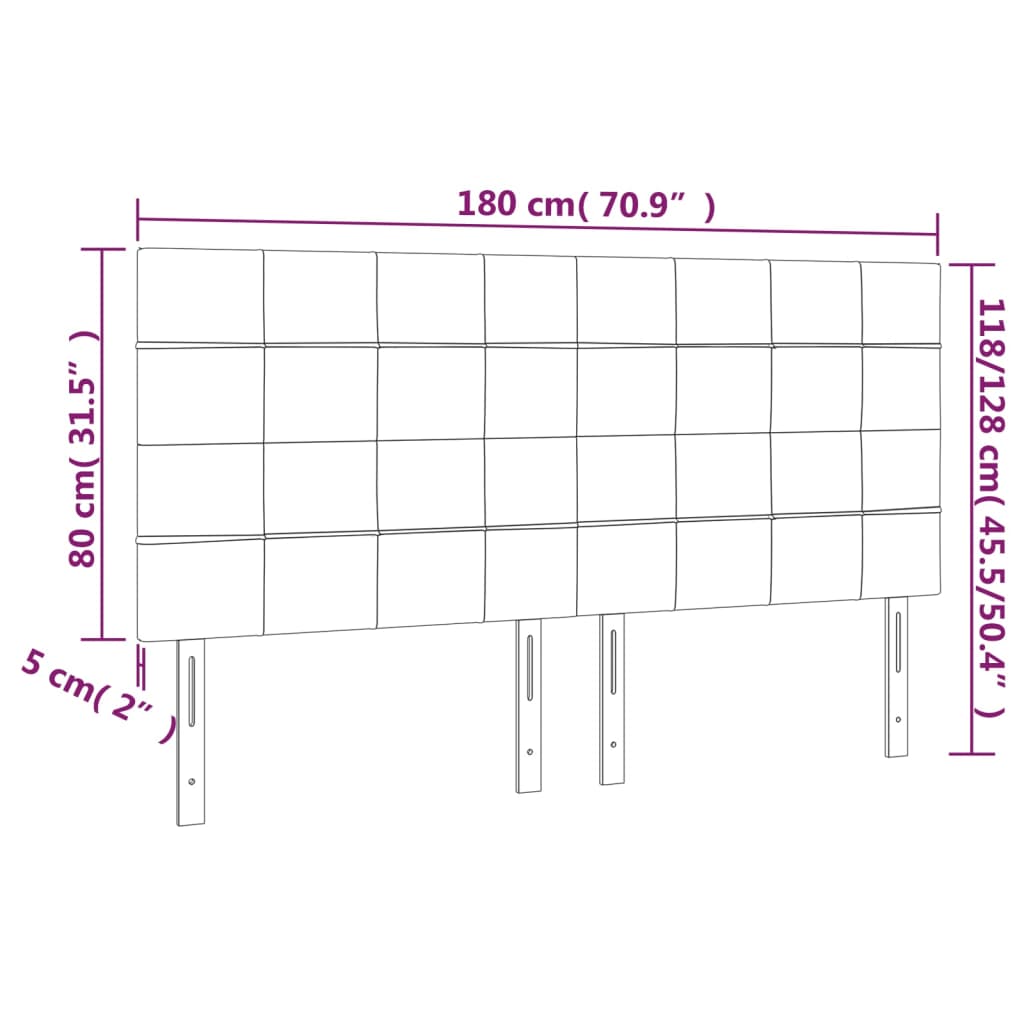 vidaXL Testiera a LED Marrone Scuro 180x5x118/128 cm in Tessuto