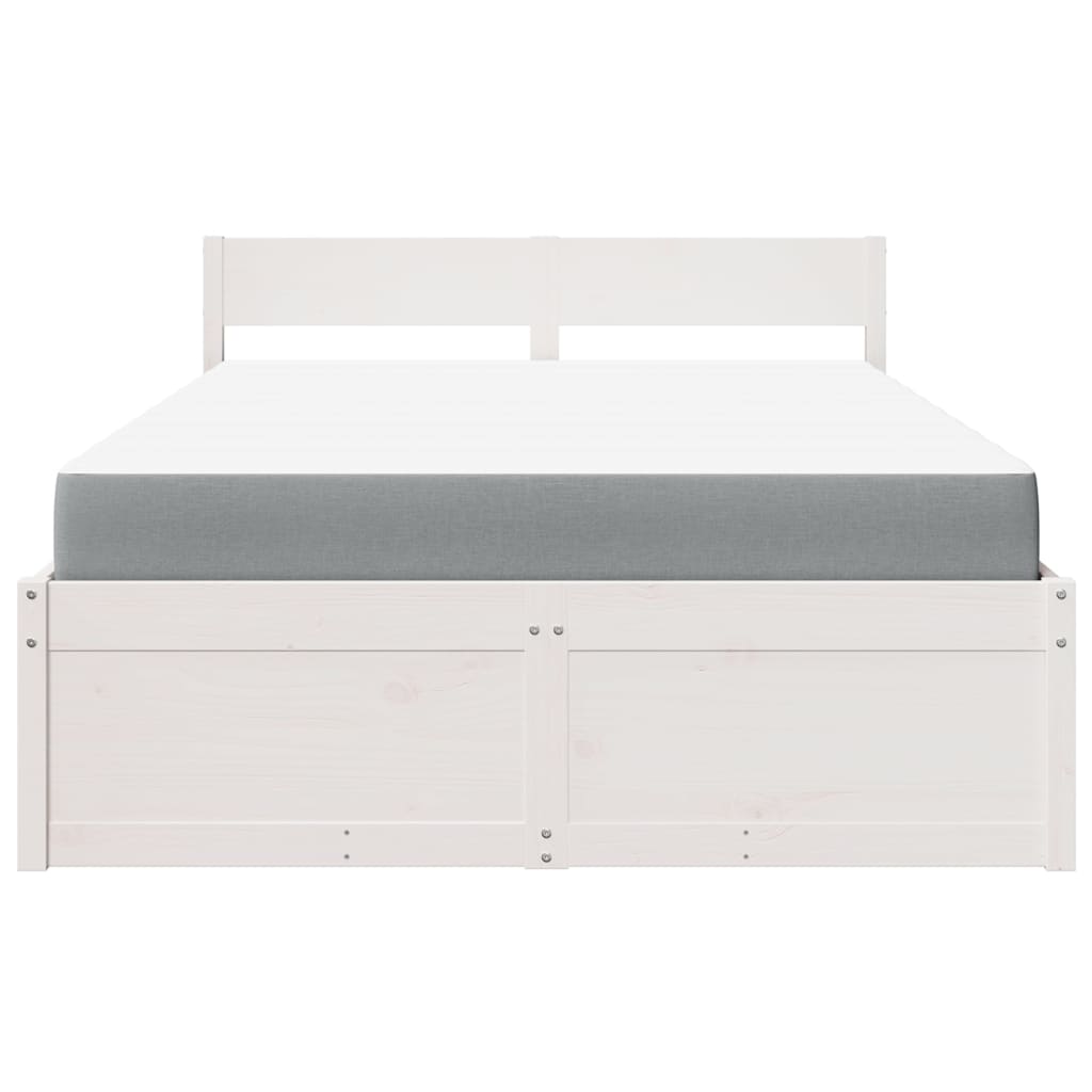 vidaXL Letto Cassetti e Materasso Bianco 140x190cm Legno Massello Pino