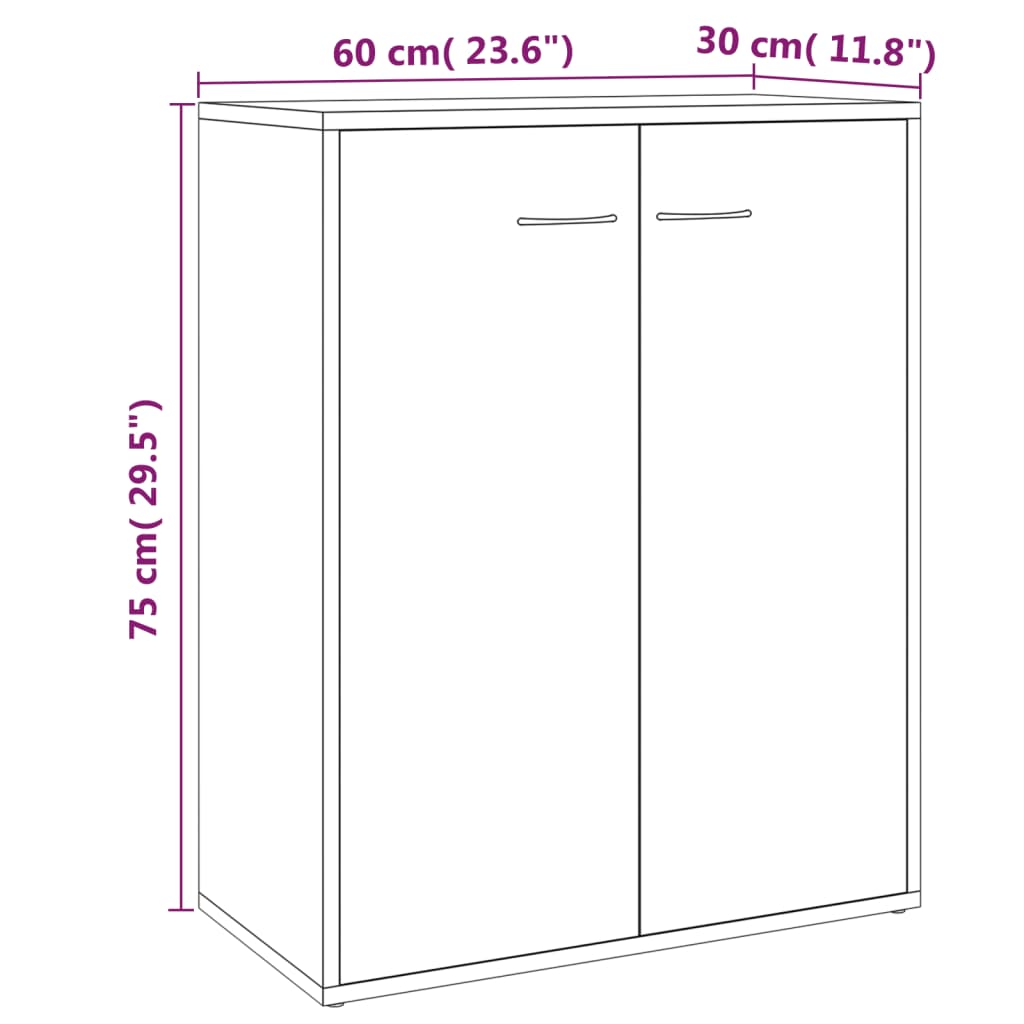 vidaXL Credenza Grigio Sonoma 60x30x75 cm in Legno Multistrato