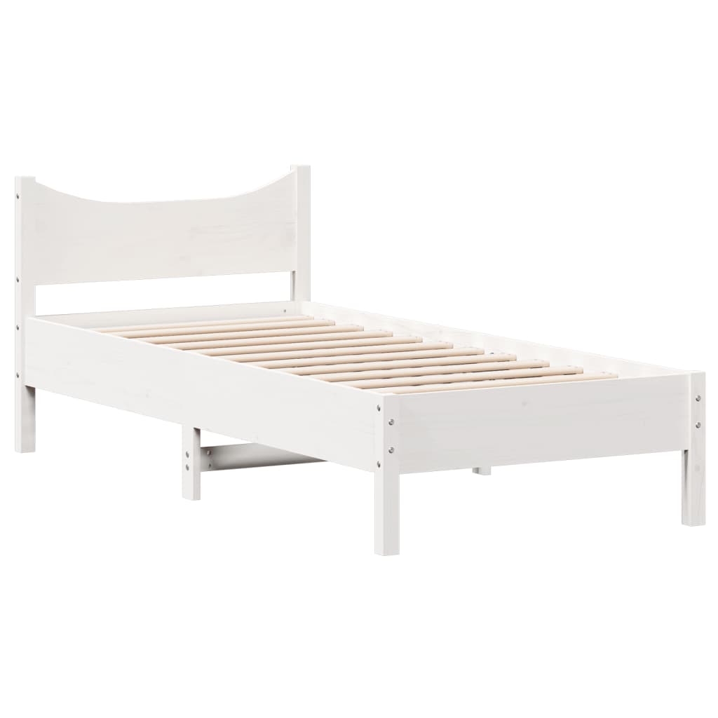 vidaXL Letto senza Materasso Bianco 75x190 in Legno Massello di Pino