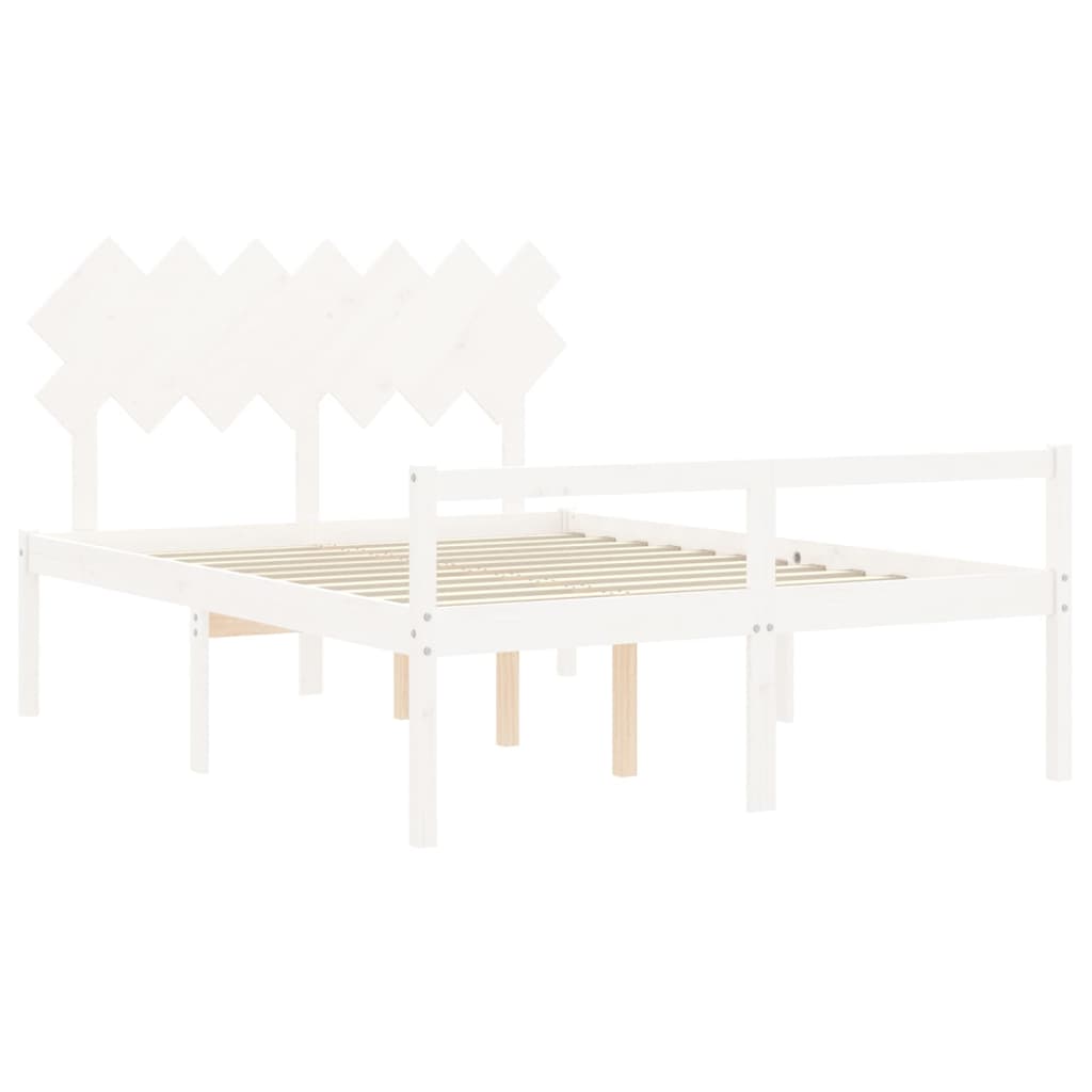 vidaXL Letto per Anziani con Testiera Bianco 140x200 cm Legno Massello