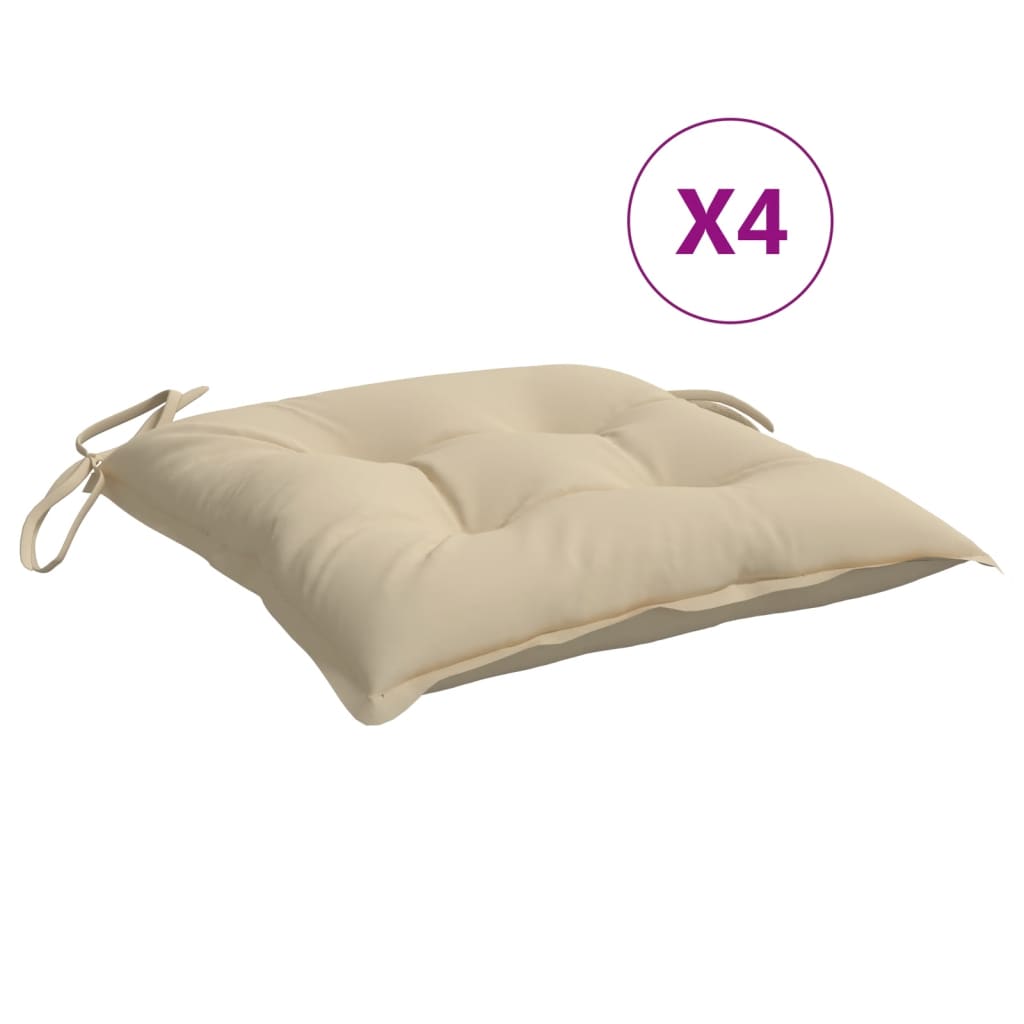 vidaXL Cuscini per Sedia 4 pz Beige 40x40x7 cm in Tessuto Oxford