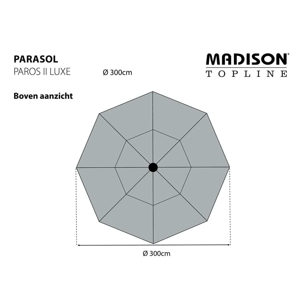 Madison Ombrellone da Giardino Paros II Luxe 300 cm Ecru