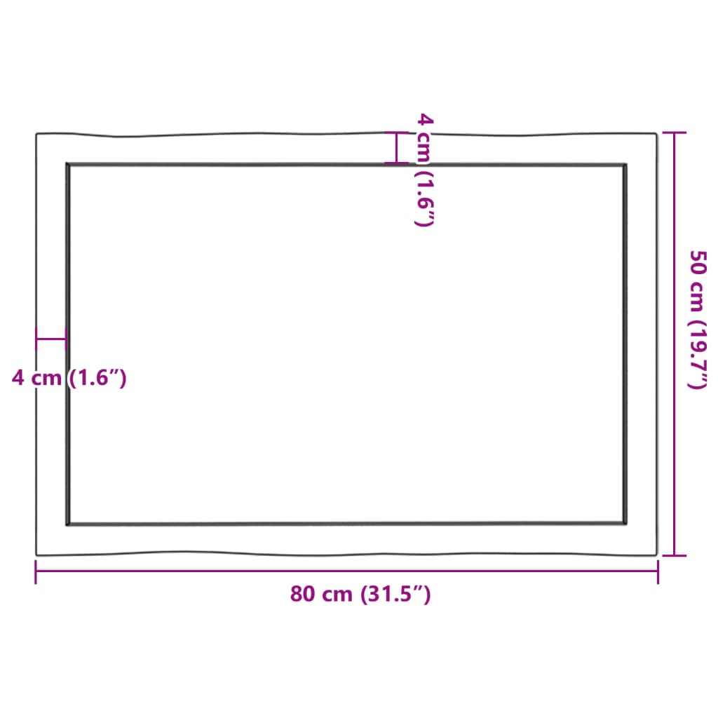 vidaXL Piano Tavolo Marrone Chiaro 80x50x(2-4) cm Rovere Non Trattato