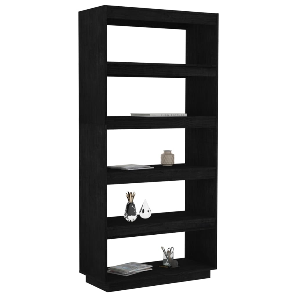 vidaXL Libreria/Divisorio Nero 80x35x167 cm in Massello di Pino