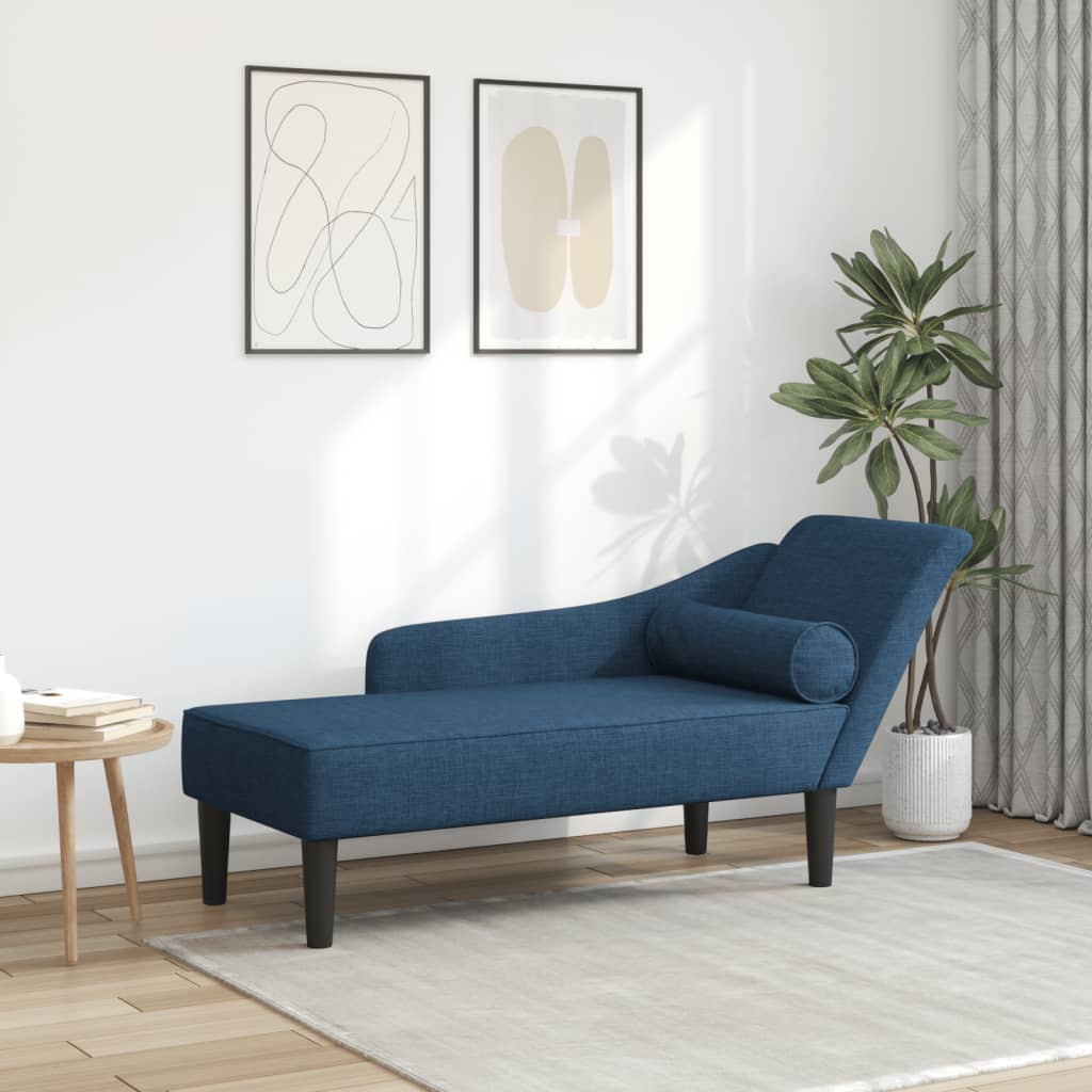 vidaXL Chaise Longue con Cuscini Blu in Tessuto