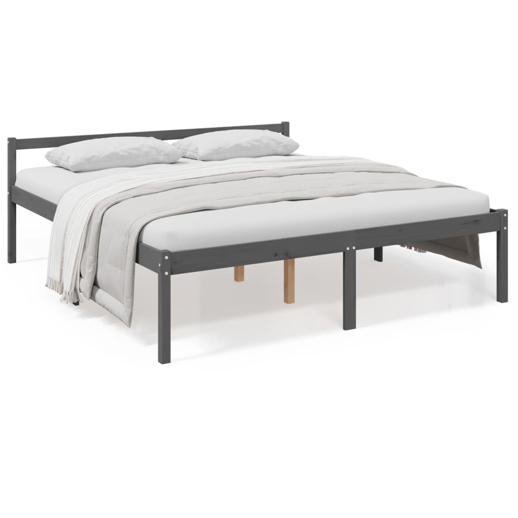 vidaXL Letto per Anziani Grigio 200x200 cm in Legno Massello di Pino