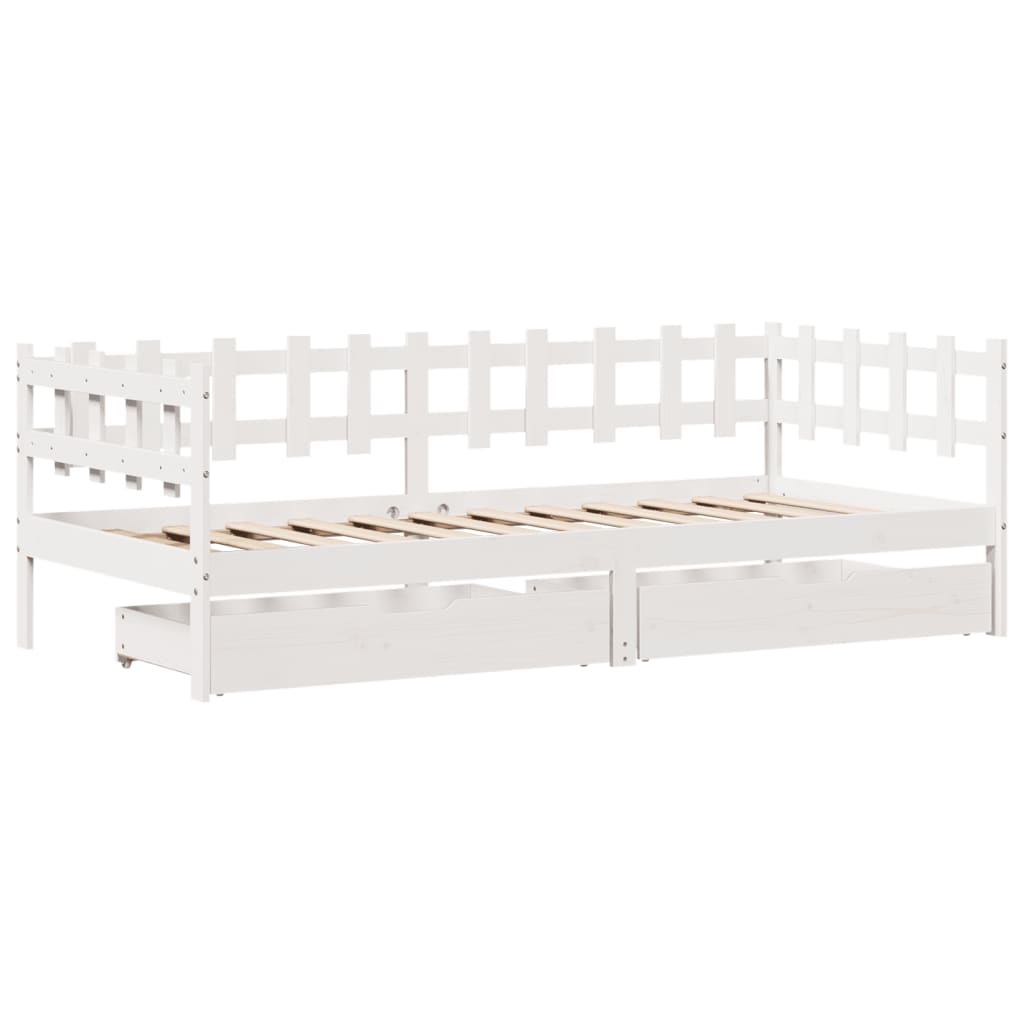 vidaXL Dormeuse con Cassetti Bianco 90x190 cm Legno Massello di Pino