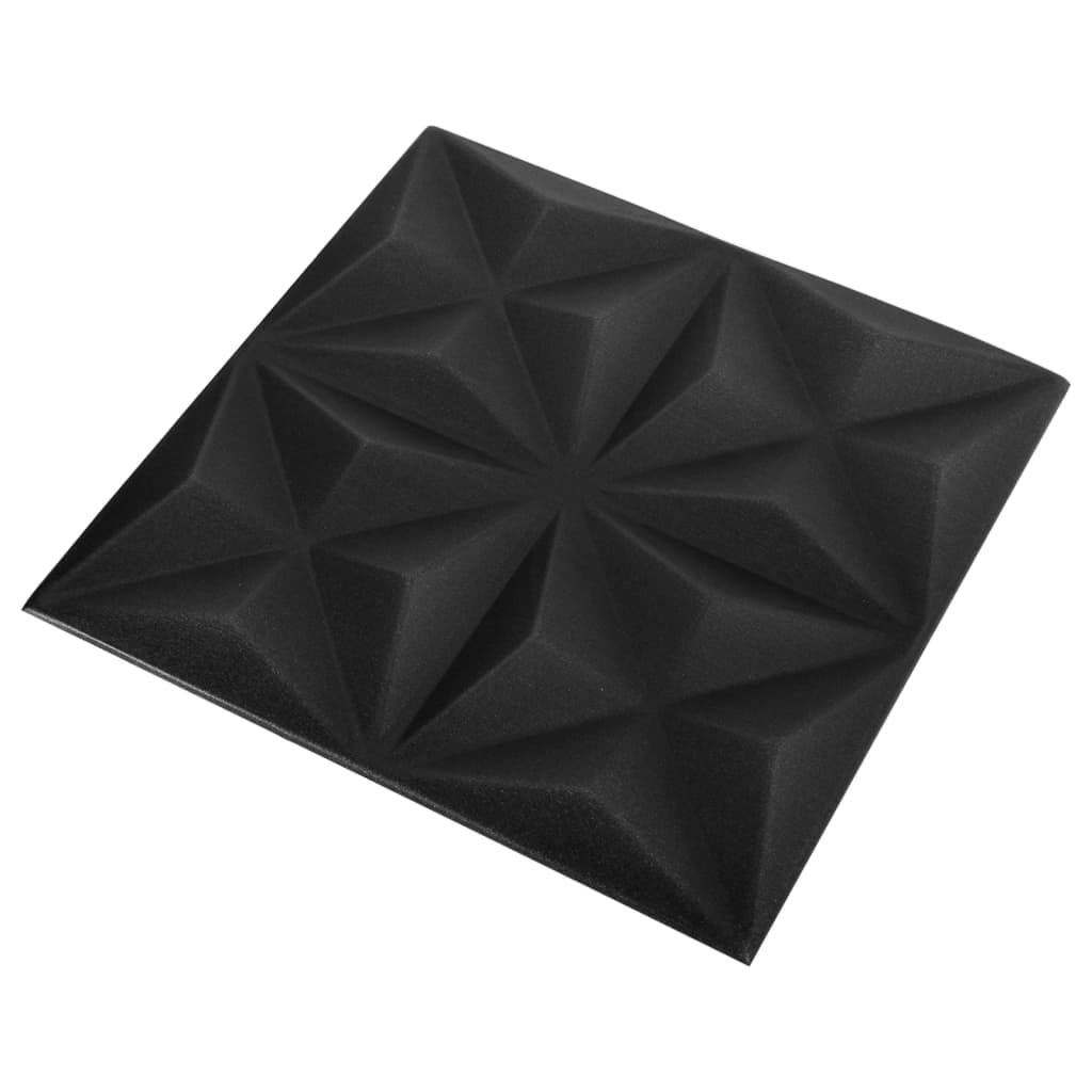 vidaXL Pannelli Murali 3D 48 pz 50x50 cm Neri Origami 12 m²