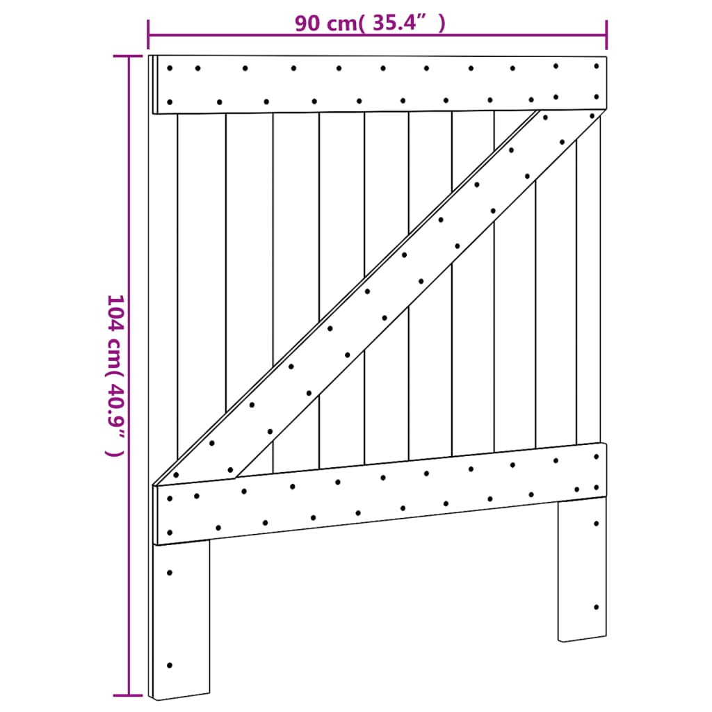 vidaXL Testiera 90x104 cm in Legno Massello di Pino