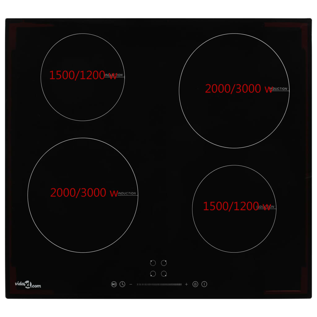 vidaXL Piano Cottura a Induzione 4 Zone e Controlli Touch Vetro 7000 W