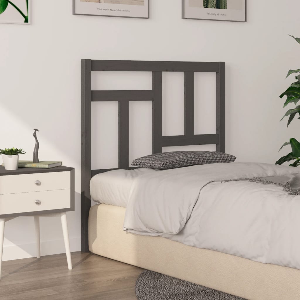 vidaXL Testiera per Letto Grigia 95,5x4x100 cm Legno Massello di Pino