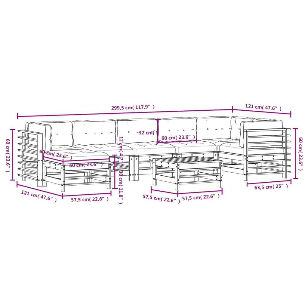 vidaXL Set Divani Giardino 8 pz con Cuscini Legno Massello di Douglas