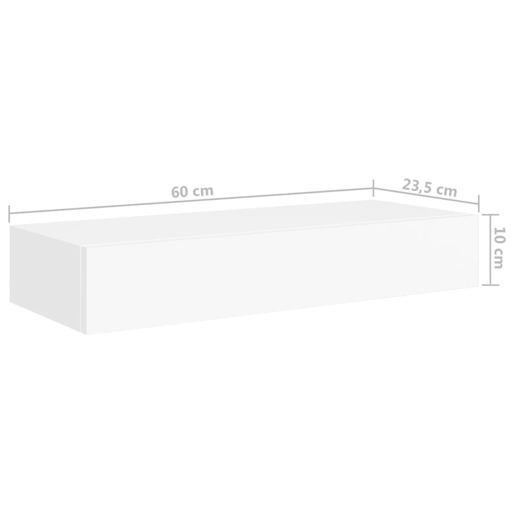 vidaXL Scaffale con Cassetti da Parete Bianco 60x23,5x10 cm in MDF