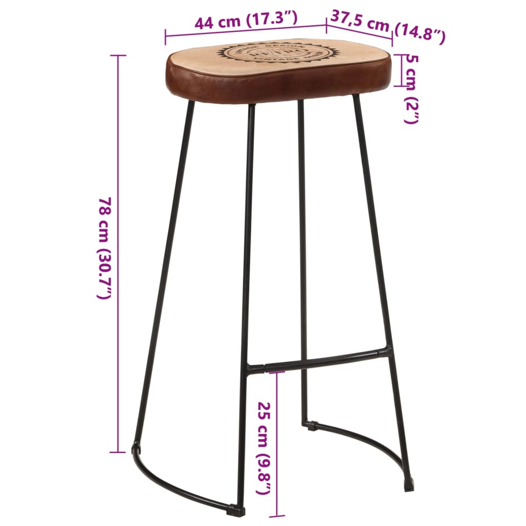 vidaXL Sgabelli da Bar 2 pz Marrone Scuro 44x37,5x78 cm