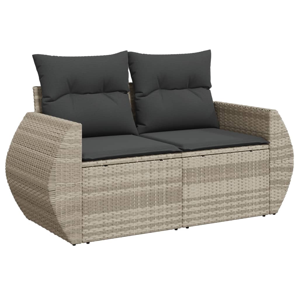 vidaXL Set Divano da Giardino 9pz con Cuscini Grigio Chiaro Polyrattan