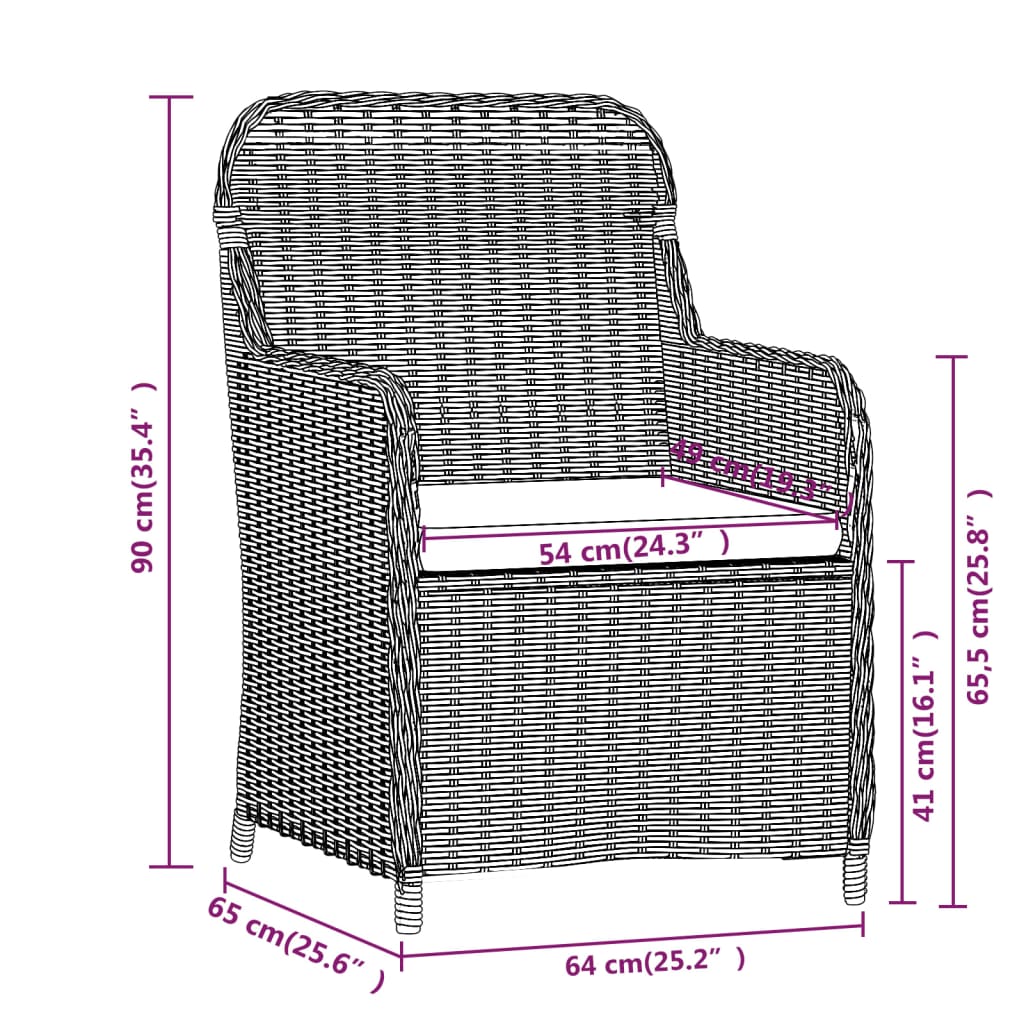 vidaXL Set da Pranzo per Giardino 5 pz con Cuscini Nero