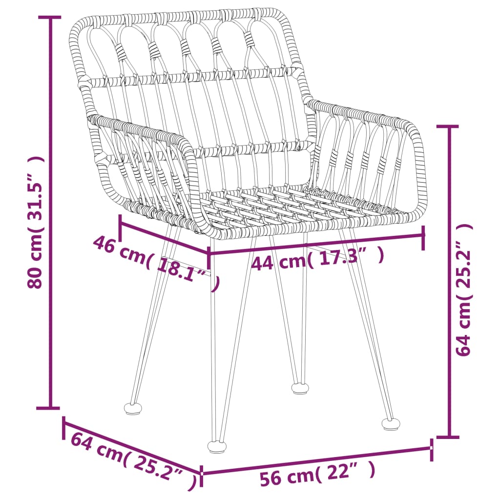 vidaXL Set da Pranzo da Giardino 7 pz in Polyrattan