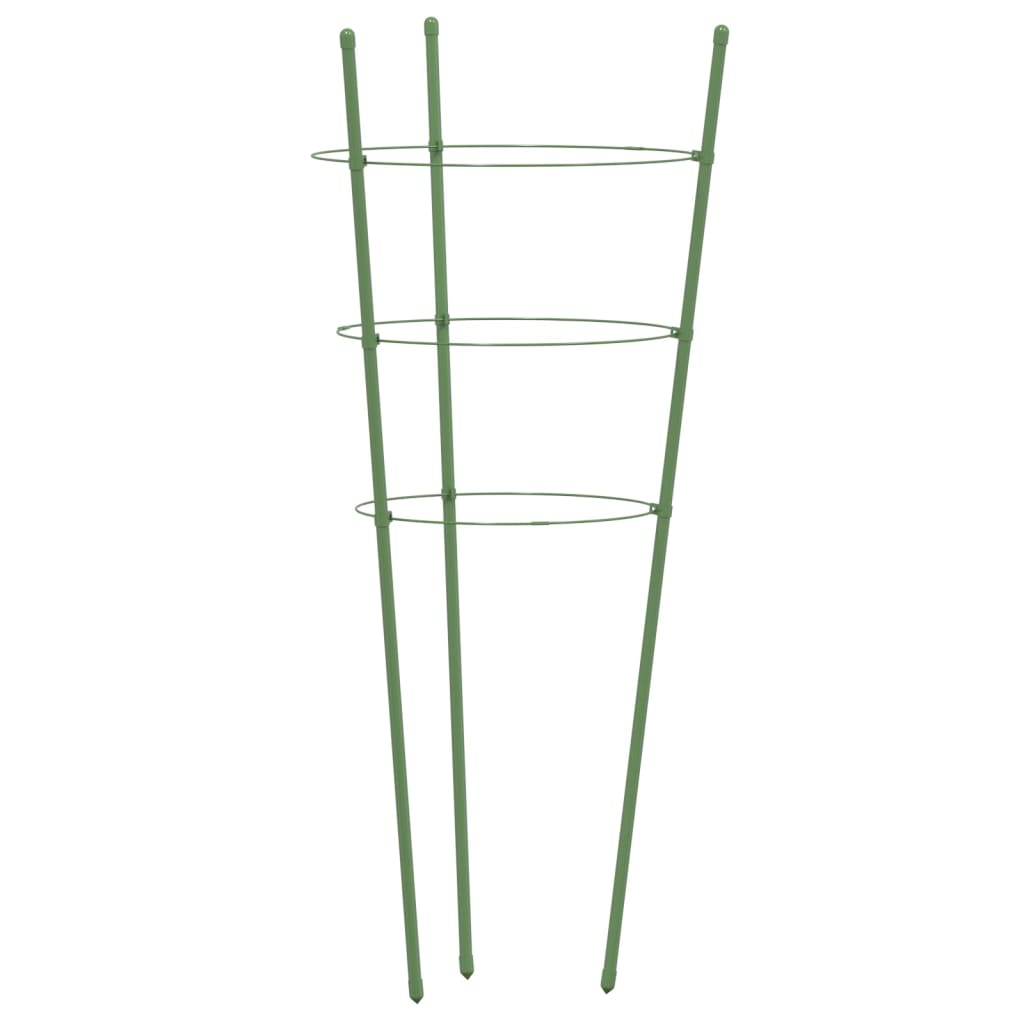 vidaXL Supporti Piante da Giardino con 3 Anelli 5pz Verde 60cm Acciaio