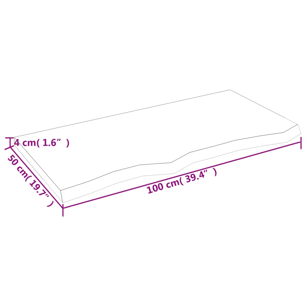 vidaXL Piano Bagno Marrone Scuro 100x50x(2-4)cm Legno Trattato