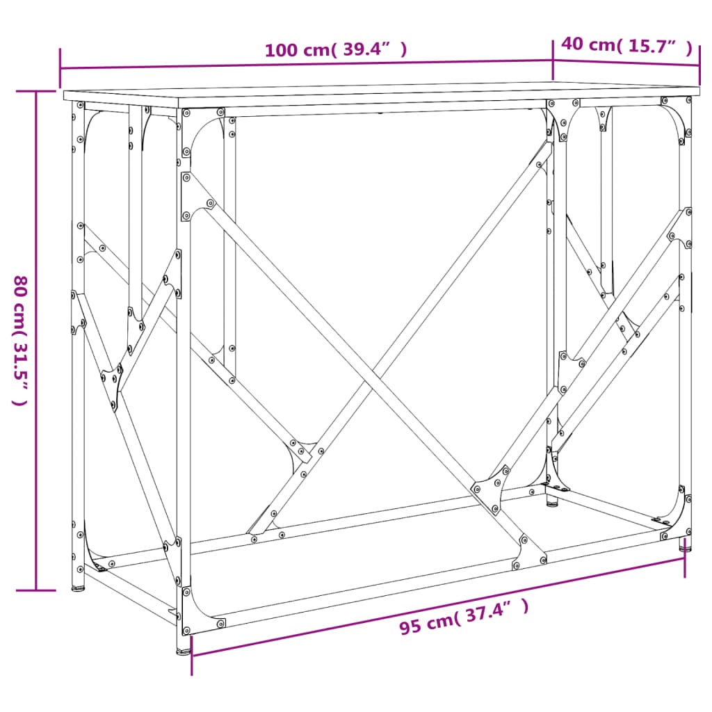 vidaXL Tavolino Consolle Nero 100x40x80 cm in Legno Multistrato