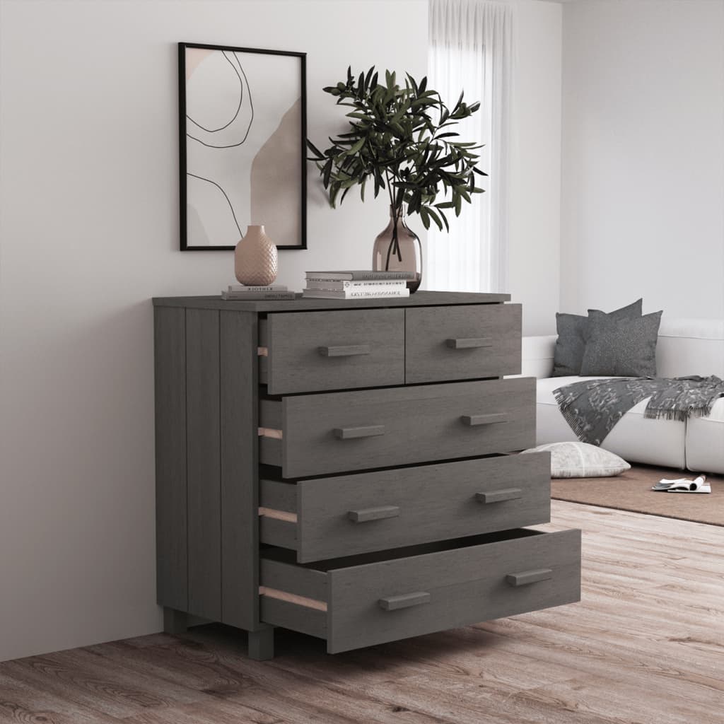 vidaXL Credenza HAMAR Grigio Chiaro 79x40x80 cm Legno Massello di Pino