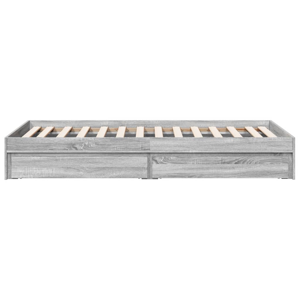 vidaXL Giroletto Cassetti Grigio Sonoma 75x190 cm Legno Multistrato