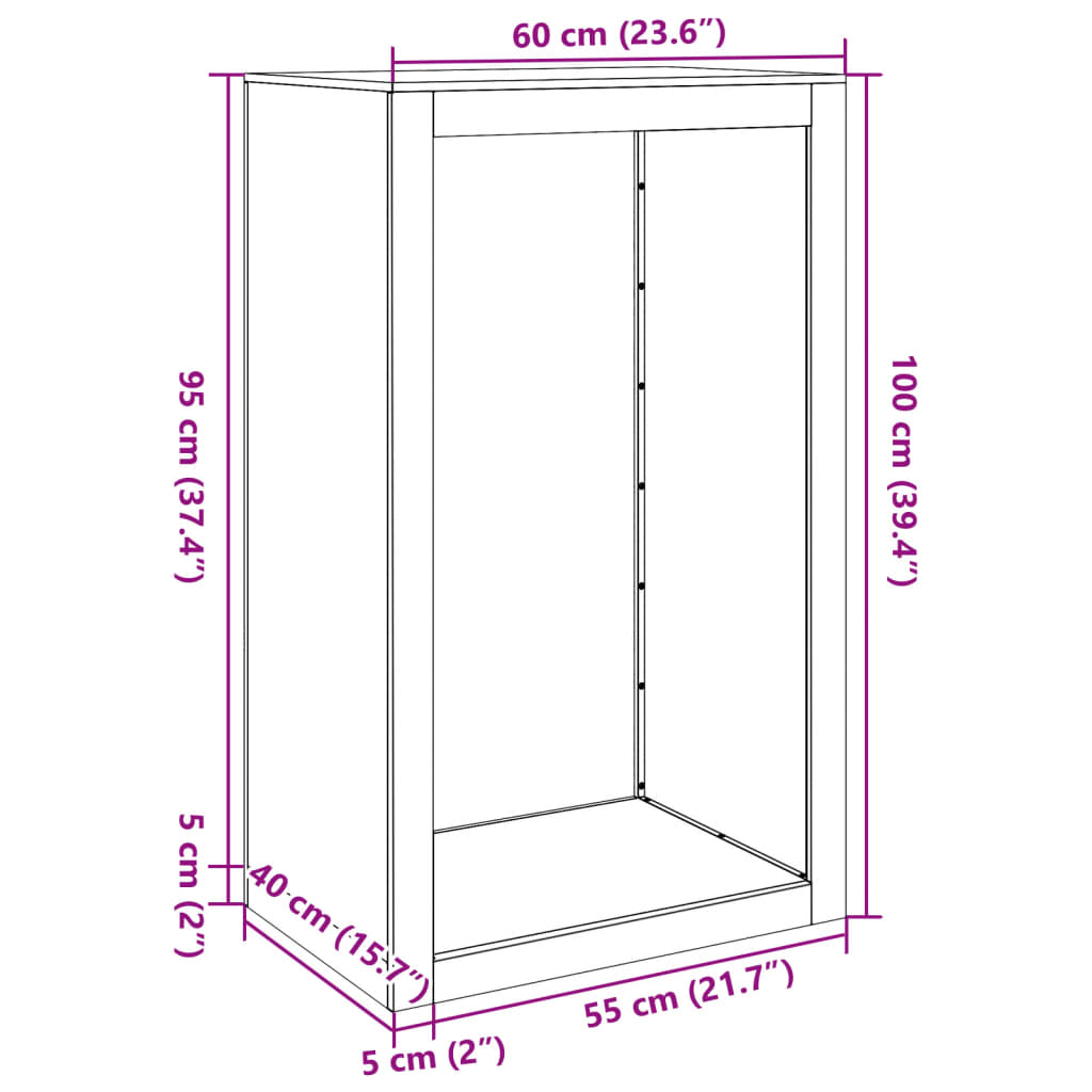 vidaXL Rastrelliera per Legna 60x40x100 cm in Acciaio Corten