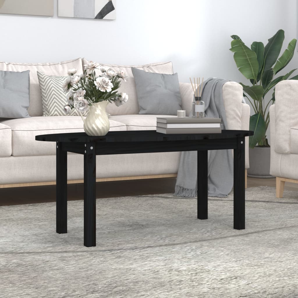 vidaXL Tavolino da Salotto Nero 110x55x45 cm Legno Massello di Pino