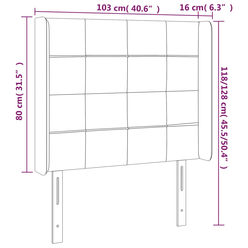 vidaXL Testiera a LED Verde Scuro 103x16x118/128 cm in Velluto