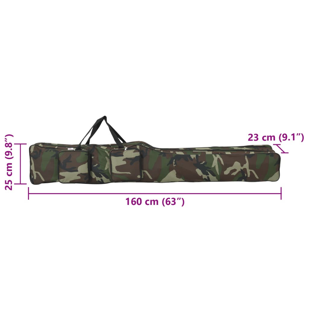 vidaXL Borsa per Canna da Pesca Verde Mimetico 160 cm Tessuto Oxford