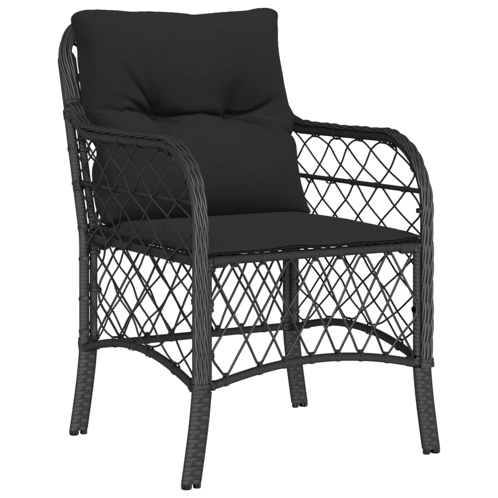 vidaXL Set da Pranzo da Giardino 5 pz Nero con Cuscini in Polyrattan